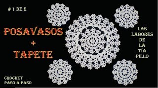 POSAVASOS a CROCHET y TAPETE de mesa FACIL Paso a Paso Vídeo 1 de 2 [upl. by Amargo904]