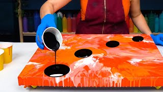 Hot ORANGE Base amp BLACK  YAY or NAY😎Extra CONTRASTING Acrylic Pouring🧡Abstract Painting Fluid Art [upl. by Trini]