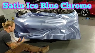 How to vinyl wrap a bumper in Satin Ice Blue Chrome How to wrap a car By ckwraps [upl. by Filberto]