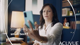 Struggling to See Small Text Try ACUVUE® MAX Multifocal Contact Lenses [upl. by Nibbs900]