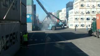 Reach stacker accident [upl. by Brandice]