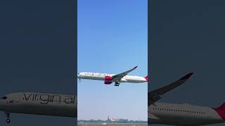 Virgin Atlantic A350 landing on runway 29L shorts aviation london india landing delhiairport [upl. by Gradey11]