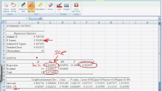 Excel Walkthrough 4  Reading Regression Output [upl. by Hsu]