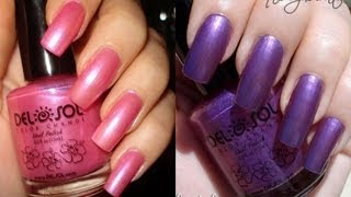 DEL SOL COLOR CHANGING NAIL POLISH SWATCHES WATCH THE COLOR CHANGE BEFORE YOUR EYES [upl. by Theresita]