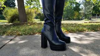 DREAM PAIRS Womens Platform Heeled Knee High Boots Long Chunky Tall Gogo Boots for Fall Review [upl. by Agathe]