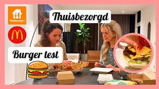 BURGER TEST  THUISBEZORGD bestellen 👎🍔  Travelling Sisters [upl. by Ttenaej230]