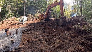 Building a Tiny Off Grid Cabin in the Adirondacks  Site work [upl. by Benge]