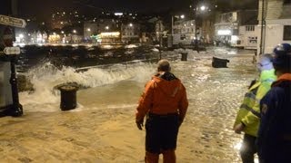 Storm tide strikes St Ives harbour [upl. by Yerfoeg]