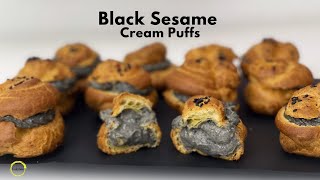 How to make choux pastry with black sesame pastry cream  step by step 💯 Foolproof [upl. by Koorb]