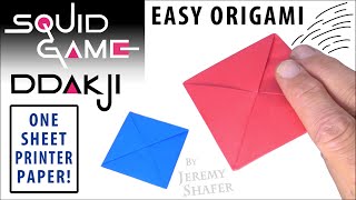 DIY Origami Ddakji 🟥 Squid Game 🟦  HOW TO FLIP IT [upl. by Elisa]