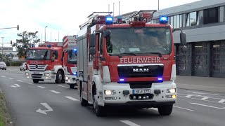 Feuermeldung in Hochhaus  Alle 3 Feuerwachen im Einsatz  Einsatzfahrten Feuerwehr Mannheim [upl. by Kciredor638]