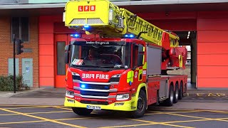 LFB 64m Turntable Ladder responding from Old Kent Road Fire Station [upl. by Yerhpmuh]