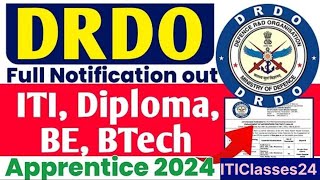 DRDO Apprenticeship 2024 😱ITI Apprentice 2024🔥 itistudents जल्दी करें आवेदन कैसे करें आवेदन🤔 [upl. by Macnair]