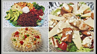 سلطات مشبعة وصحية التاكو،الأرز والطون،سيزار تستحق التجربة 🥘 3 saladTacotuna Rice and caesar salad [upl. by Aligna]