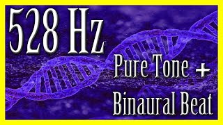 528 hz Healing Frequency Pure Tone  Binaural Beat ᴴᴰ [upl. by Jefferey]