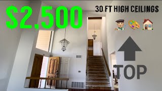 How to paint 30ft Ceilings No scaffold Needed  Painting Interior high Walls Graco 390 Pc sprayer [upl. by Anthia]