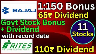 11 Bonus Or Dividend Declared by govt stock • 110rs Dividend • 1150 Bonus • Bajaj share news [upl. by Kele721]