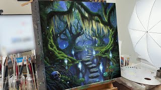 Fantasy Art Speed Painting of WilloWisps in a Swamp [upl. by Lindon]