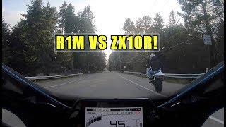 R1M Chasing ZX10R  Motovlog [upl. by Anallese398]