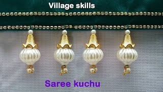 How to make saree kuchu l DIY l saree tassels making with pearls amploreals l saree kuchu design  30 [upl. by Geiger]