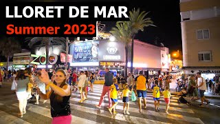 🇪🇸 Lloret de Mar Nightlife Beach Drone Show Summer 2023 🌞 [upl. by Trometer]