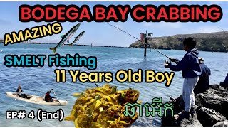 AMAZING SMELT FISHING with 11 Years Old Boy CRABBING amp ឆាអើក at BODEGA BAY CA EP 4 End fishing [upl. by Theis]