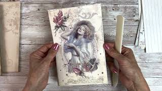 Book binding Vintage Journal Romantic Roses Tutorial Part 2 TheGingerbreadPrints [upl. by Eisserc141]