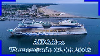 AIDAdiva einlaufend Warnemünde am 02082018  Luftaufnahmen  4K [upl. by Varrian]