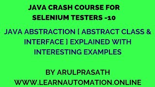 Java Crash course  10  Java ABSTRACTION Explained  Tamil  Java for Automation [upl. by Fortunio]