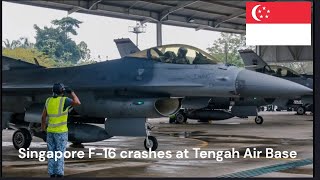 Singapore F 16 crashes at Tengah Air Base [upl. by Clara]