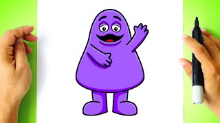 How to DRAW GRIMACE SHAKE step by step [upl. by Ahseinad160]