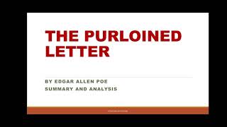 THE PURLOINED LETTER BY EDGAR ALLEN POE SUMMARY AND ANALYSIS [upl. by Bauske]