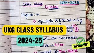 UKG Class SYLLABUS 202425  UPDATED Hindi • English • Math • EVS • RPS Teaching [upl. by Seroka575]