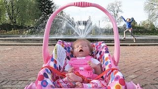 Reborn Baby Doll at the Park in Joovy Doll Stroller [upl. by Naelcm]