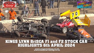 Kings Lynn BriSCA Stock Car Racing F1 and F2 6th april 2024 [upl. by Nileuqcaj]