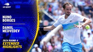 Nuno Borges vs Daniil Medvedev Extended Highlights  2024 US Open Round 4 [upl. by Matrona776]