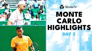 Khachanov vs Norrie Dimitrov Tsitsipas amp AugerAliassime Play  MonteCarlo 2024 Highlights Day 2 [upl. by Twyla41]