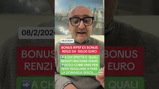 BONUS RENZI 100 Euro a chi spetta youtubeshorts viral youtube news like new best political [upl. by Eilyab]