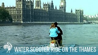 Amphibious Water Scooter Ride on the Thames 1960s  British Pathé [upl. by Kallista]