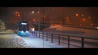 Czech Republic Ostrava Český Dům Tram Stop  night [upl. by Christiane]