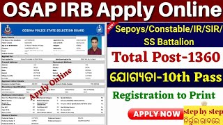 ODISHA POLICE APPLY ONLINE 2024  How To Apply Osap Irb In Online  Odisha Police Constable Apply [upl. by Mccollum]