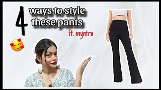 4 WAYS TO STYLE FLARED PANTS 😍 ft myntra  Tasfiya Official [upl. by Diandre26]