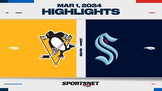 NHL Highlights  Penguins vs Kraken  February 29 2024 [upl. by Ettenel]