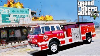 Spare 1975 Ford C900 Firetruck Saves in GTA 5 Firefighter Mod [upl. by Tnairb]