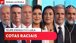 Felipe DAvila Novo pergunta para Lula PT sobre cotas raciais DebateNaGlobo [upl. by Geiger]