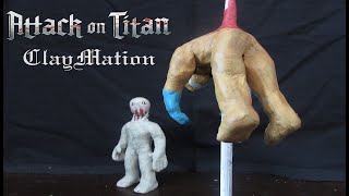 Eren vs WarHammer Titan  Attack on Titan Claymation [upl. by Attikin671]