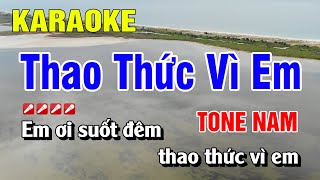 Karaoke Thao Thức Vì Em Tone Nam Nhạc Sống  Hoàng Luân [upl. by Bekki]