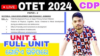 OTET EXAM CHILD DEVELOPMENT AND PEDAGOGY FULL UNIT 1  OTET CLASS CHILD DEVELOPMENT AND PEDAGOGY [upl. by Ativad323]