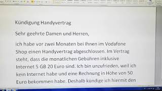 DTZ  B1 Test Brief  Kündigung Handyvertrag [upl. by Haleigh688]