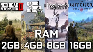 2GB vs 4GB vs 8GB vs 16GB RAM  Test in 7 Games [upl. by Perpetua]